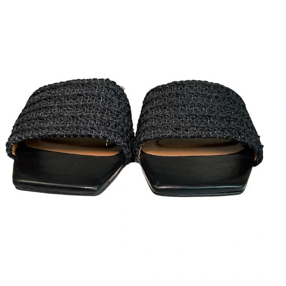 Anthropologie Black Woven Slide Sandals with Block Heel - Picture 4 of 12